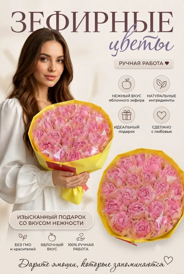 №1 Букет Зефирный Размер XL розовый,350г в Боровичах
