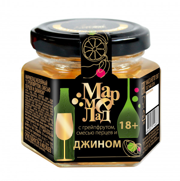 №2 Мармелад в банке "С грейпфрутом, смесью перцев и джином" 130г (18+)  в Боровичах